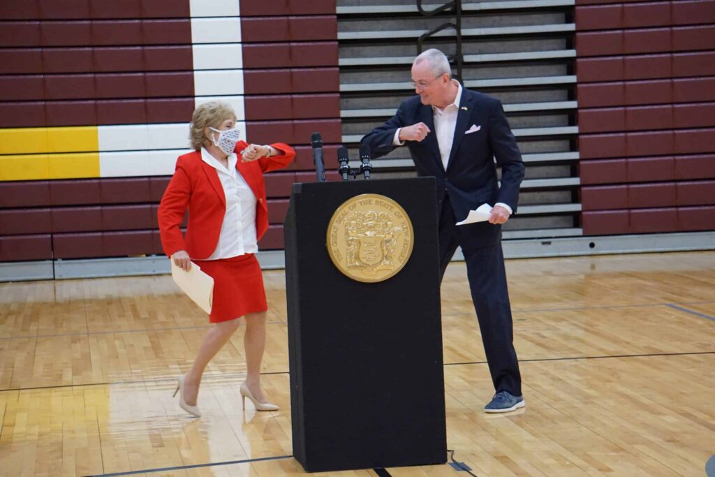 Marie Blistan with Gov. Phil Murphy