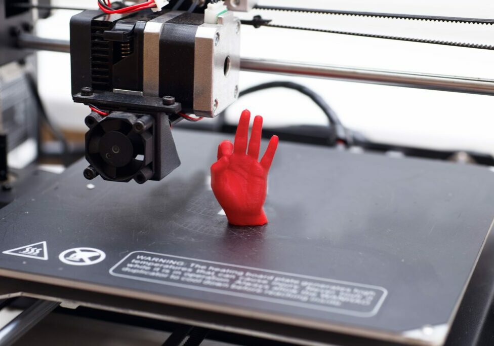3d printer printed the red hand
