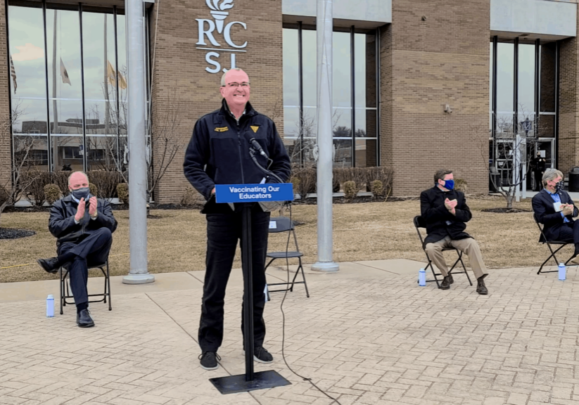 Gov. Phil Murphy speaking at Rowan College of South Jersey
