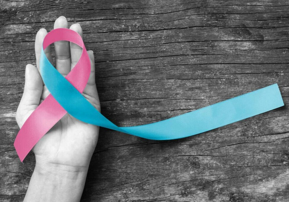 Pink blue ribbon awareness