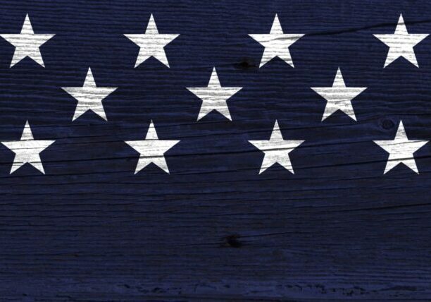 USA Patriotic blue background on wood