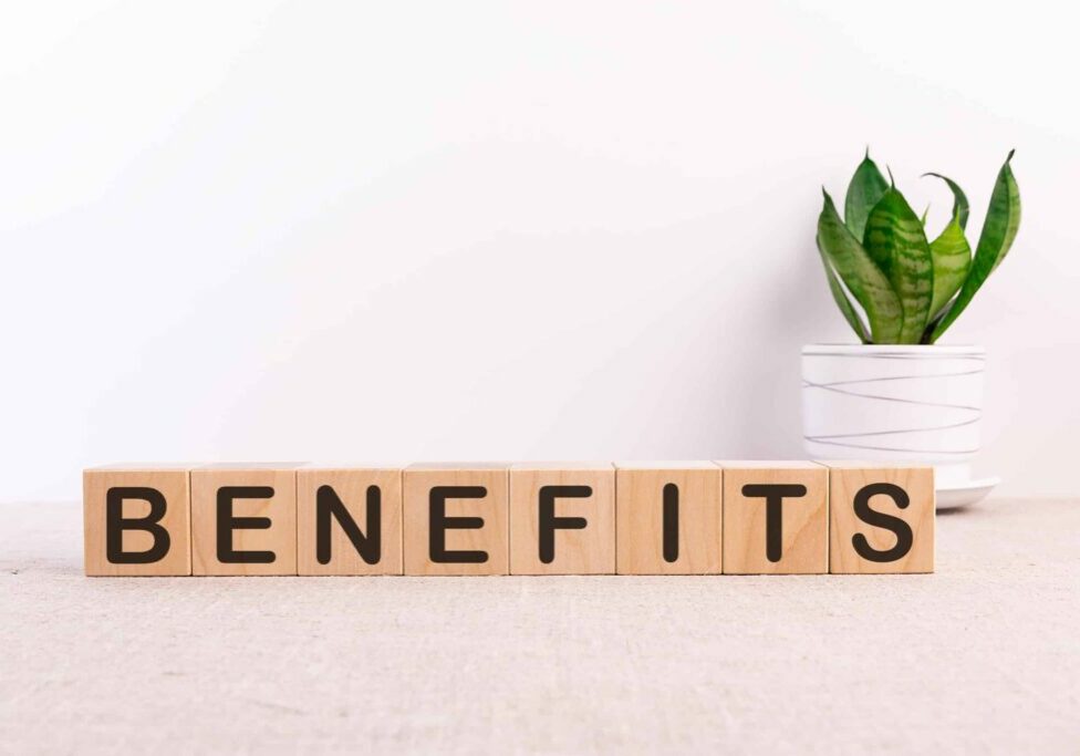 BENEFITS word made with building blocks