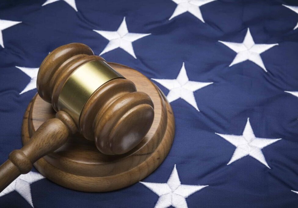 Gavel on American flag