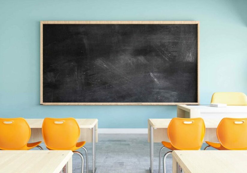 Empty Black Board in Classroom