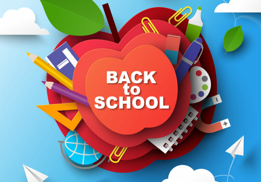 Back to school paper art style design