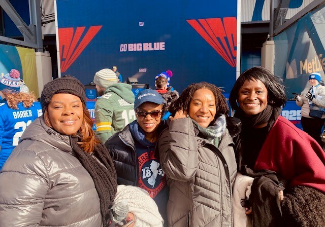Stacey Sweeny was joined by her bundled-up entourage. 