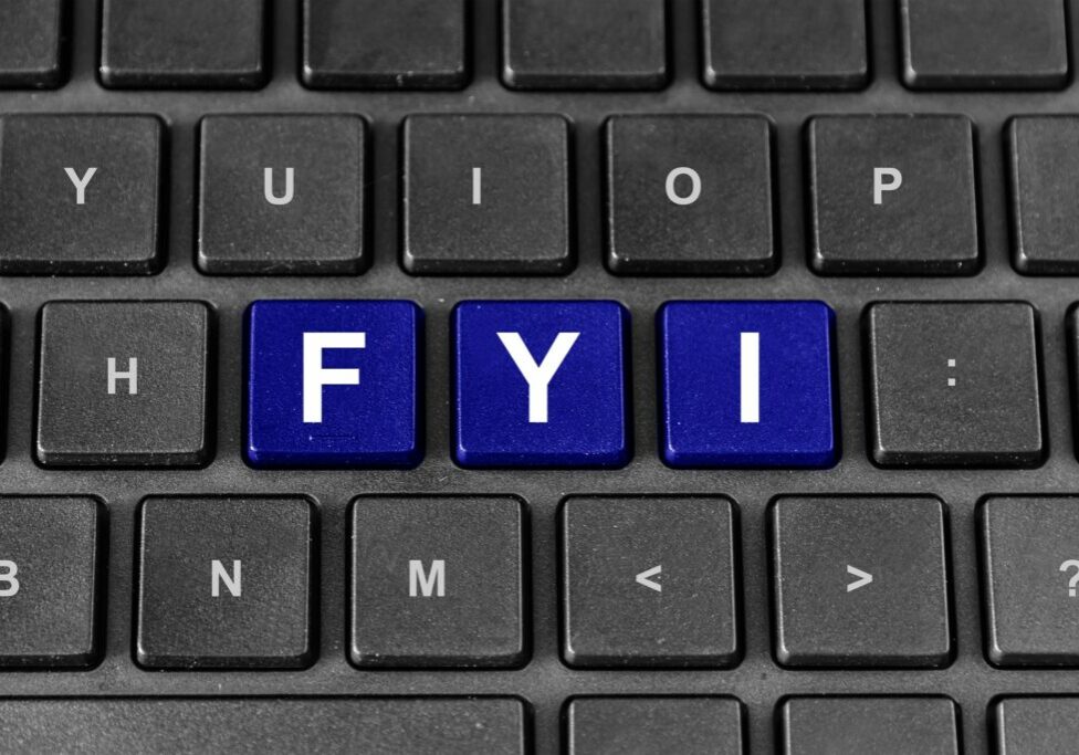 FYI or For Your Information word on keyboard