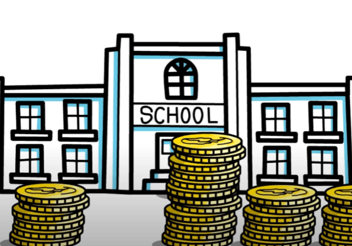School with coins clipart