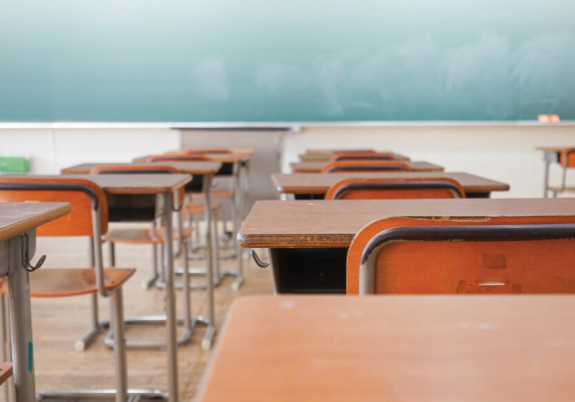 empty classrooms, desks