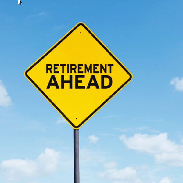 retirement ahead yellow sign pension